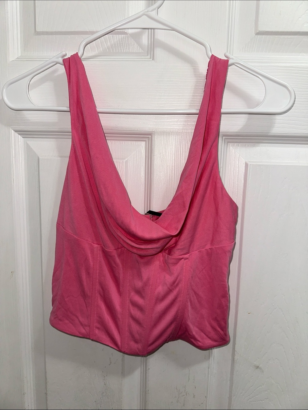 Hello Molly Light Pink Tank Corset style Bodice with Draped Neckline Zipper Back